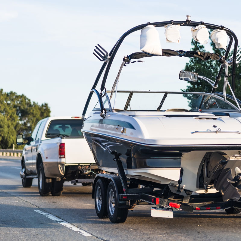 truck towing boat